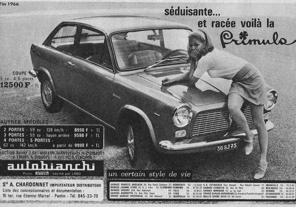 Fiche technique Autobianchi Primula Coup&eacute; S (1968-1970)